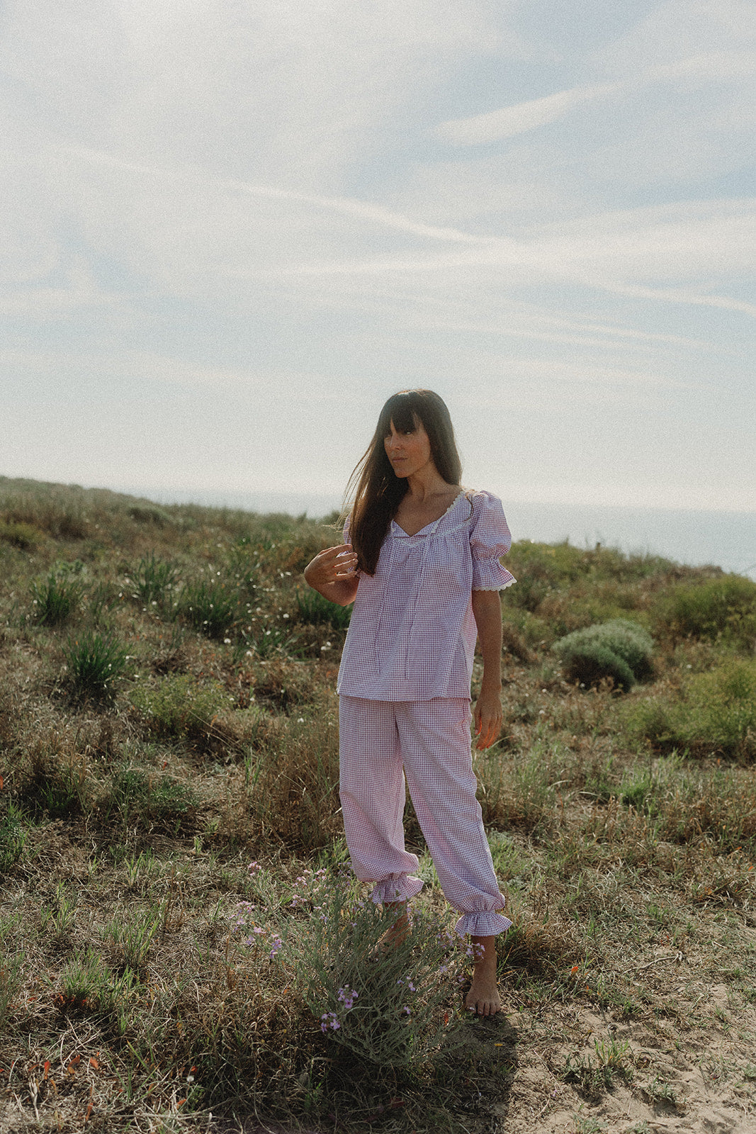 DAHLIA PYJAMA SET - Lavender Gingham