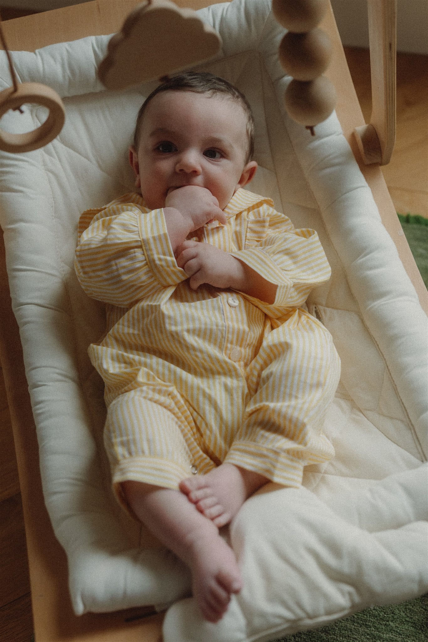 FERN OVERALL PYJAMA - Sunlit Yellow Stripes