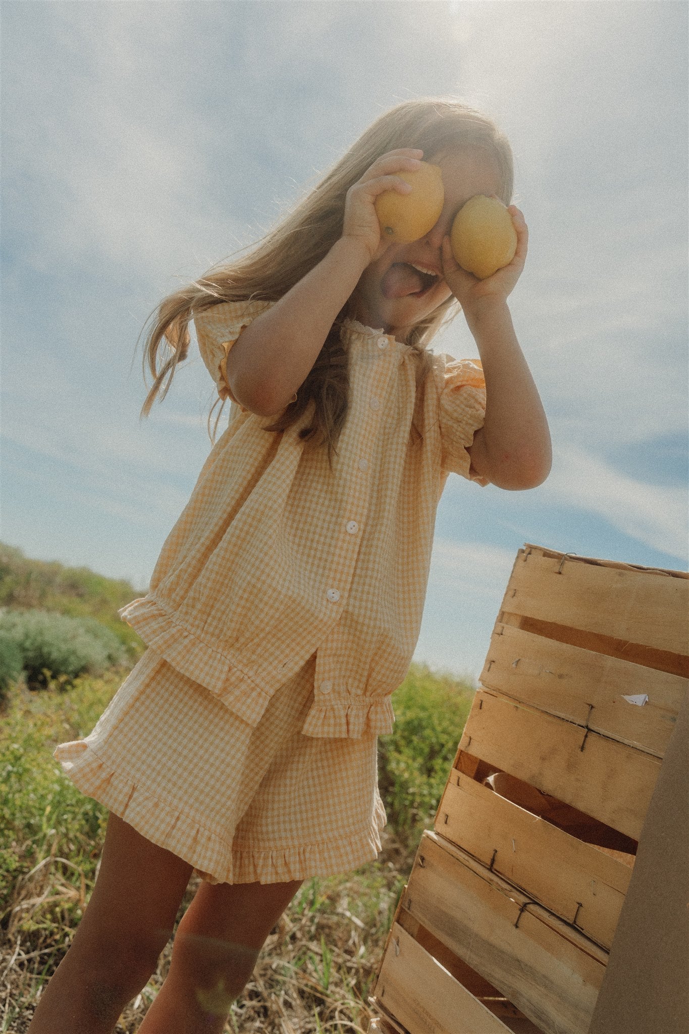 POPPY PYJAMA SET - Buttercup Yellow Gingham