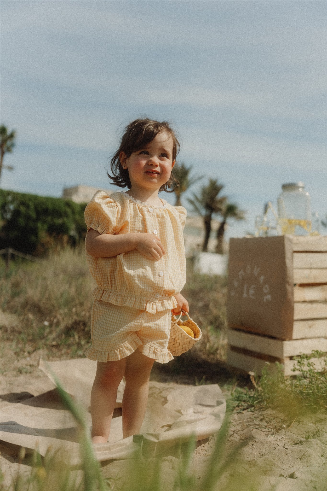 POPPY PYJAMA SET - Buttercup Yellow Gingham.