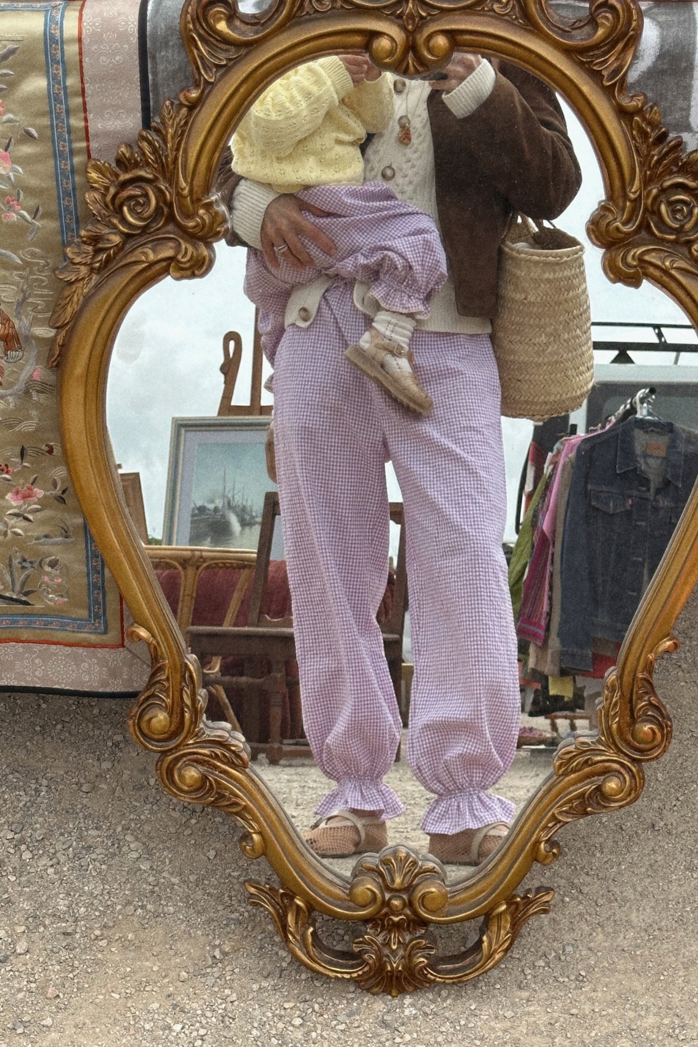 DAISY PANTS - Lavender Gingham.